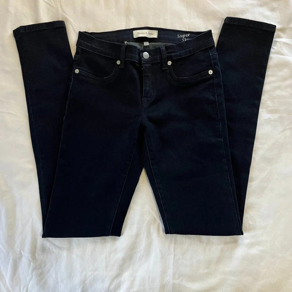 Henry & Belle | Dark Wash Super Skinny Mid Rise Denim Jeans | Size 26 - Picture 1 of 8